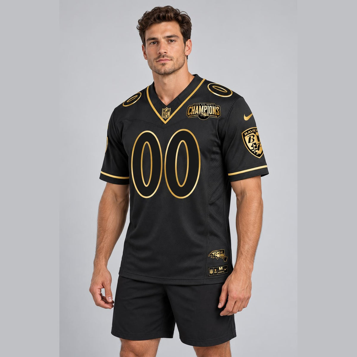 Black Gold Football Jersey - Custom Name and Number - 6