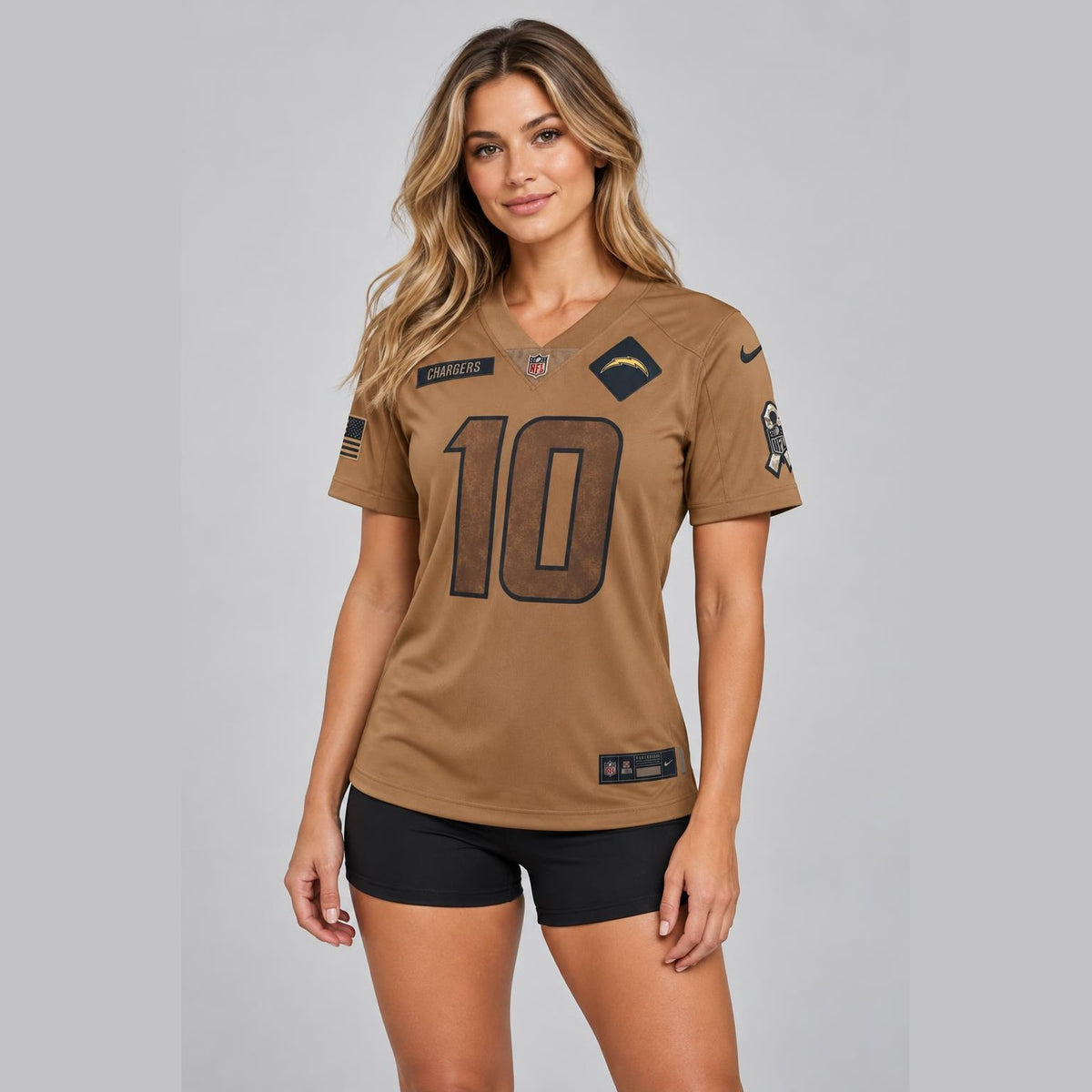 Herbert 10 Los Angeles Brown Football Jersey - 5