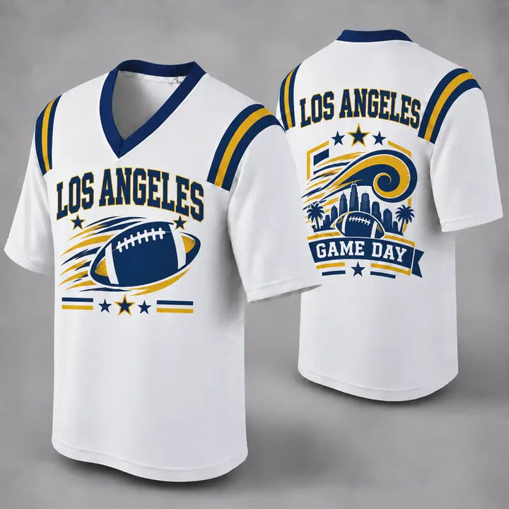 LAR White Football Jersey Los Angeles Game Day Graphic Shirt