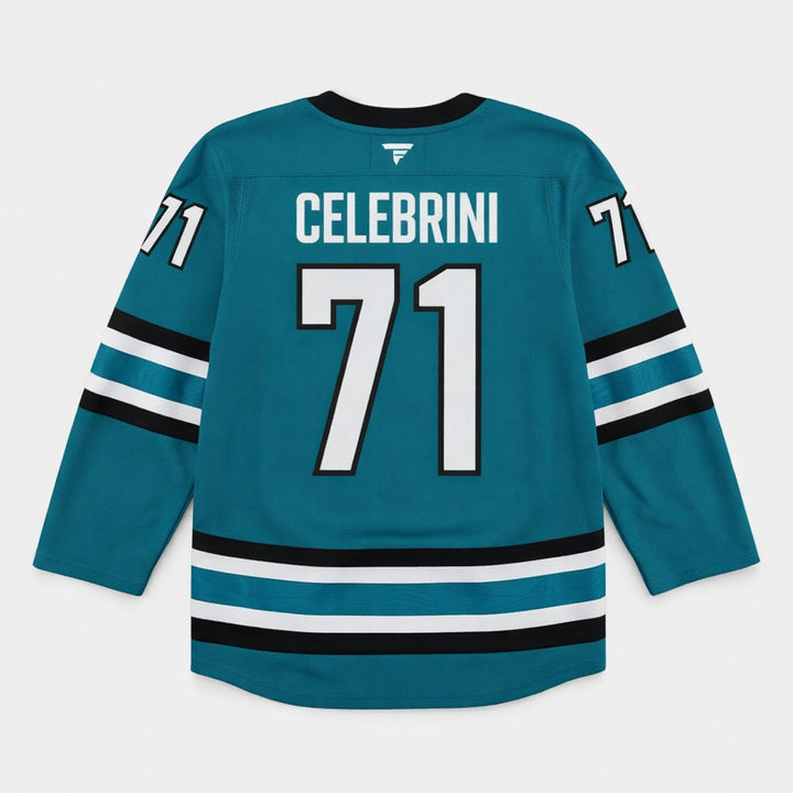 Celebrini 71 Sharks Hockey Jersey