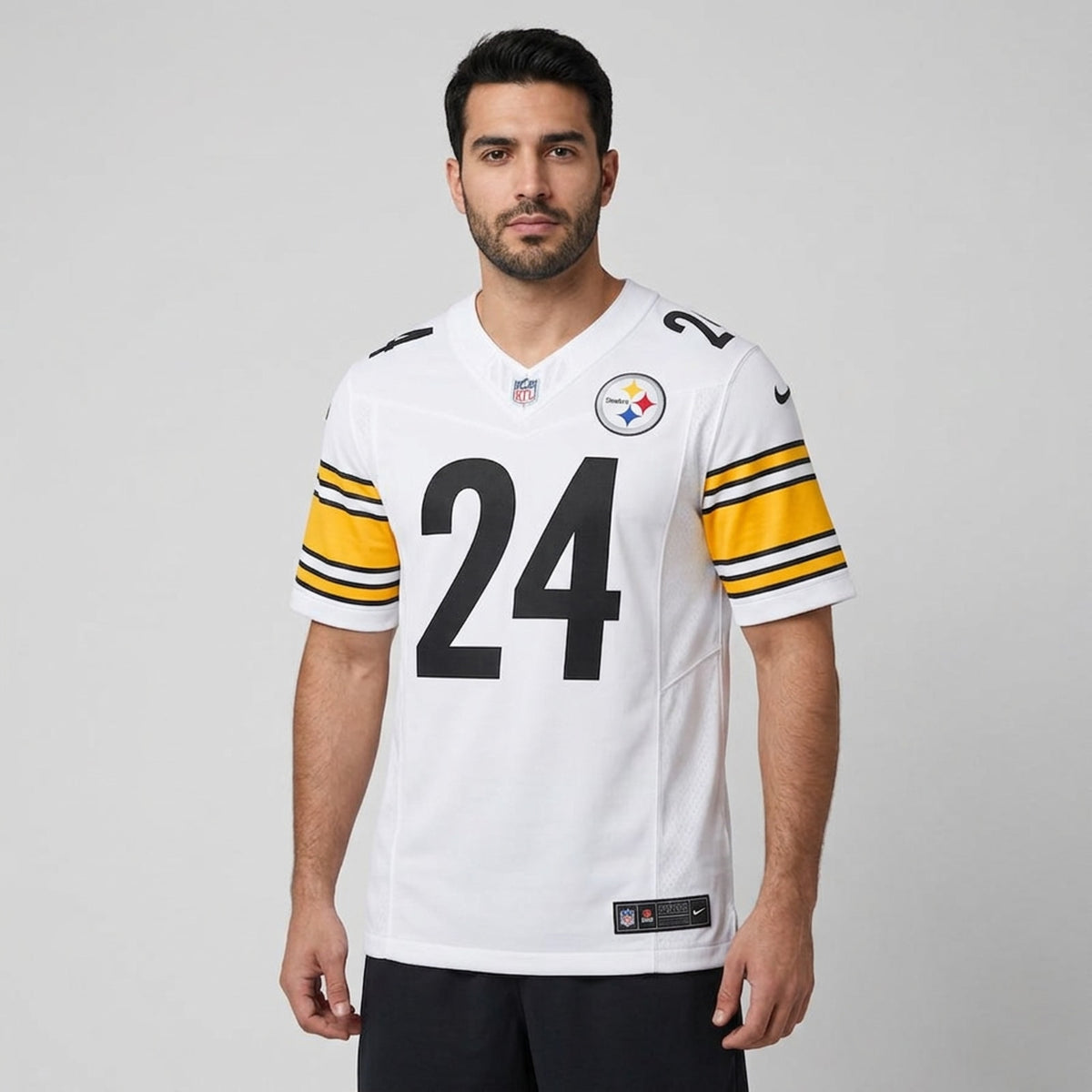 Porter 24 Pittsburgh Football Jersey White - 4
