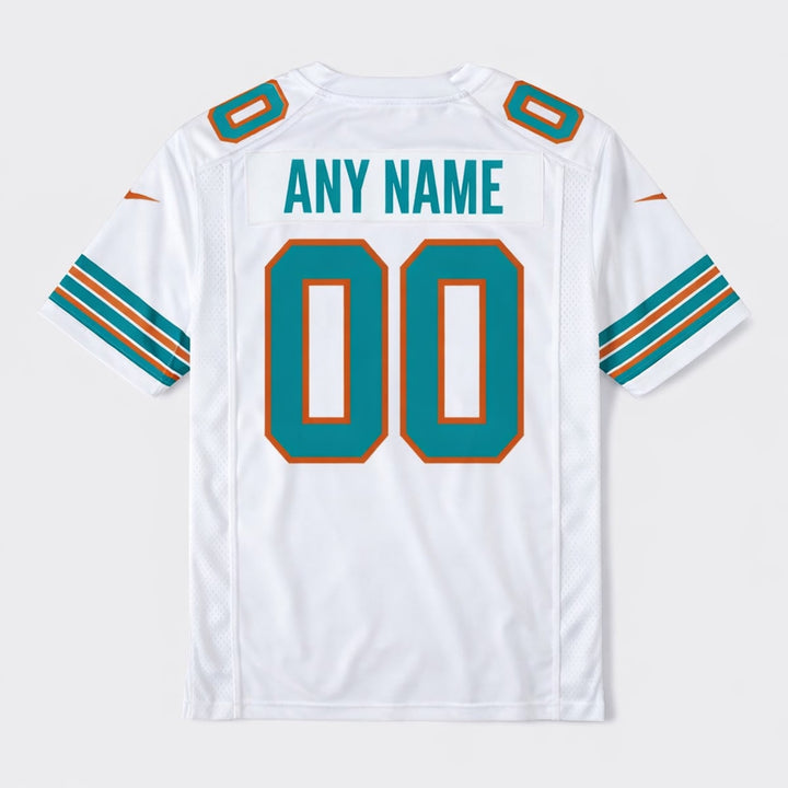 White Custom Miami Dolphins Football Jersey