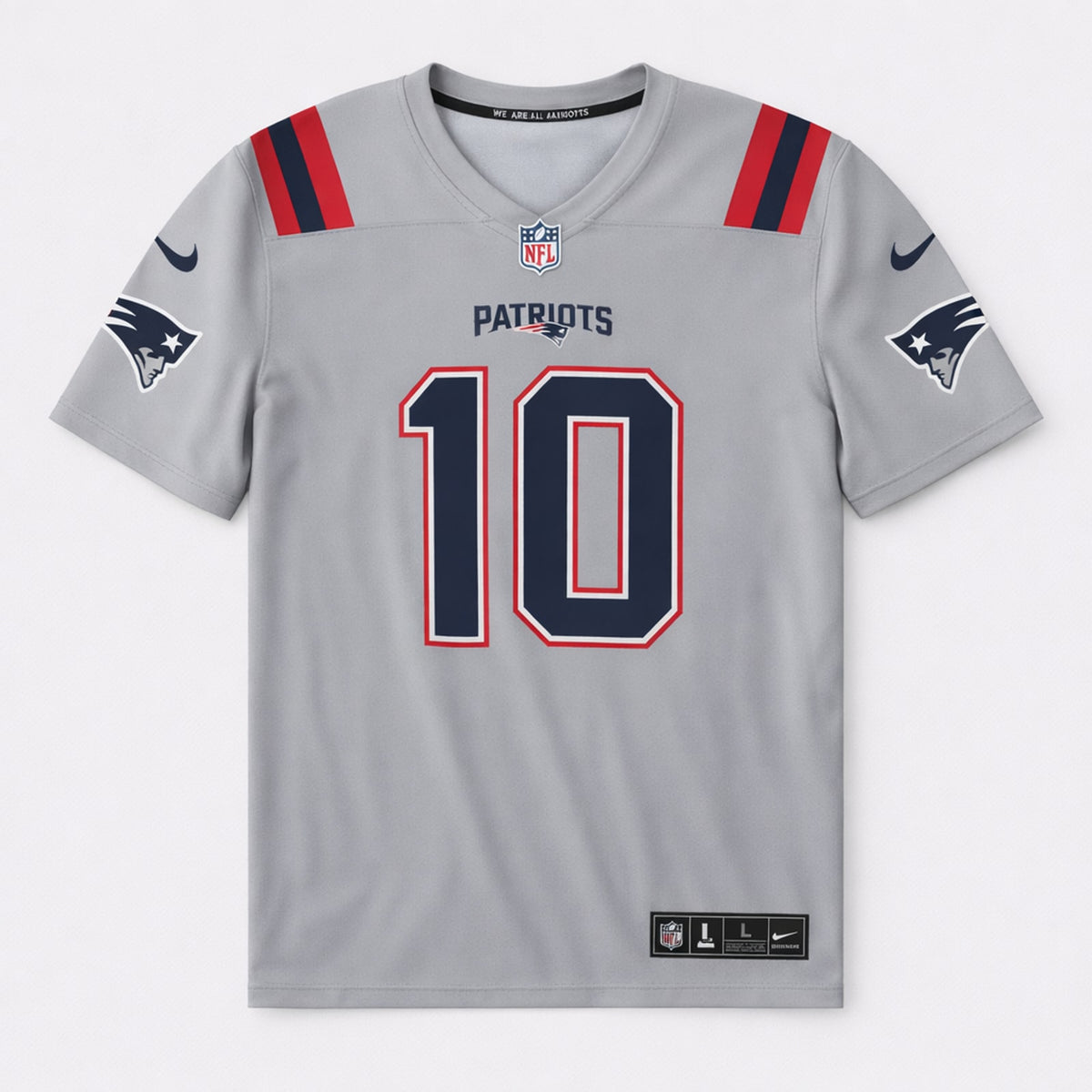 Jones 10 Patriots Gray Football Jersey Classic Style - 1