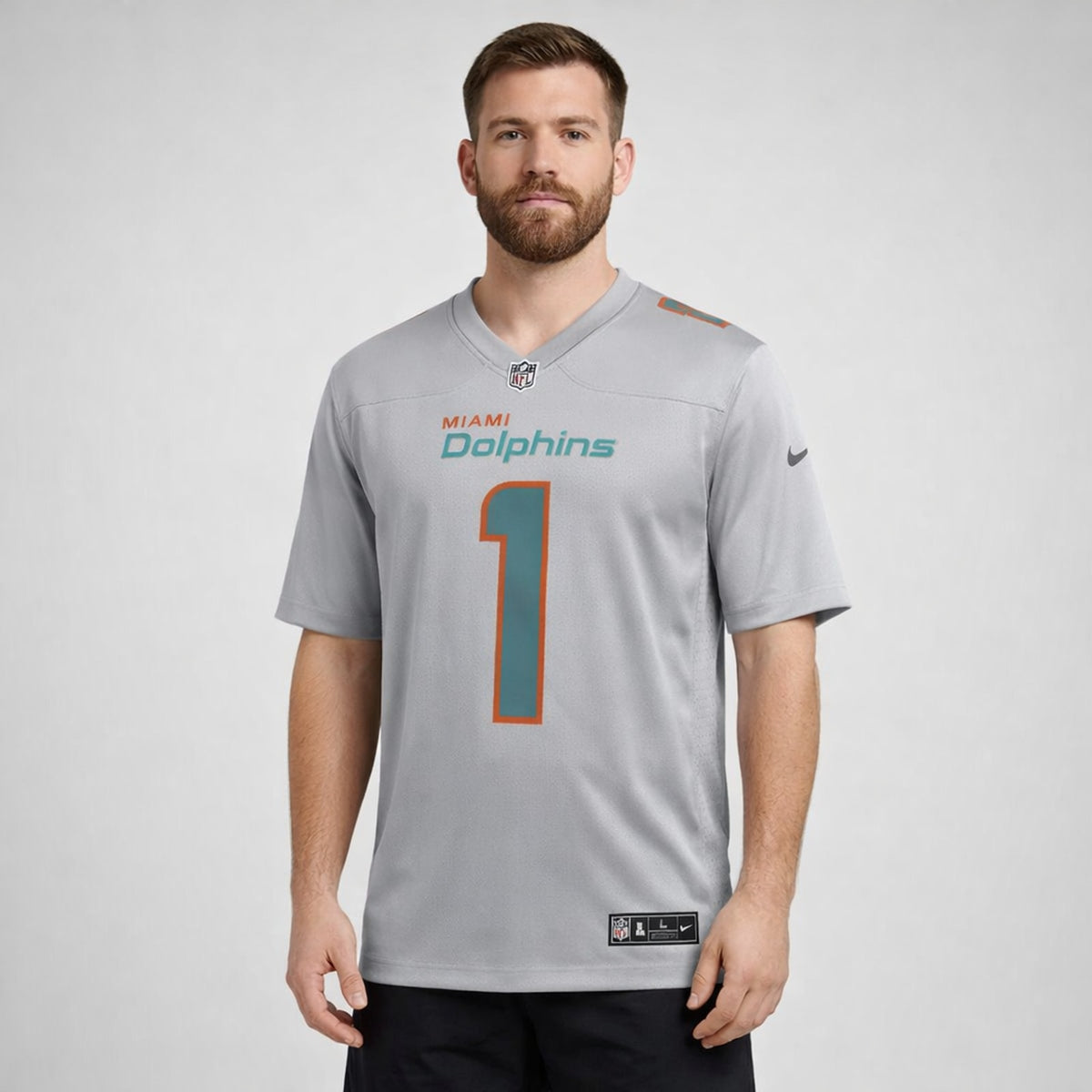 Tagovailoa 1 Miami Dolphins Gray Football Jersey - 4