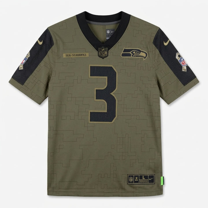 Wilson 3 Seattle Olive Football Jersey