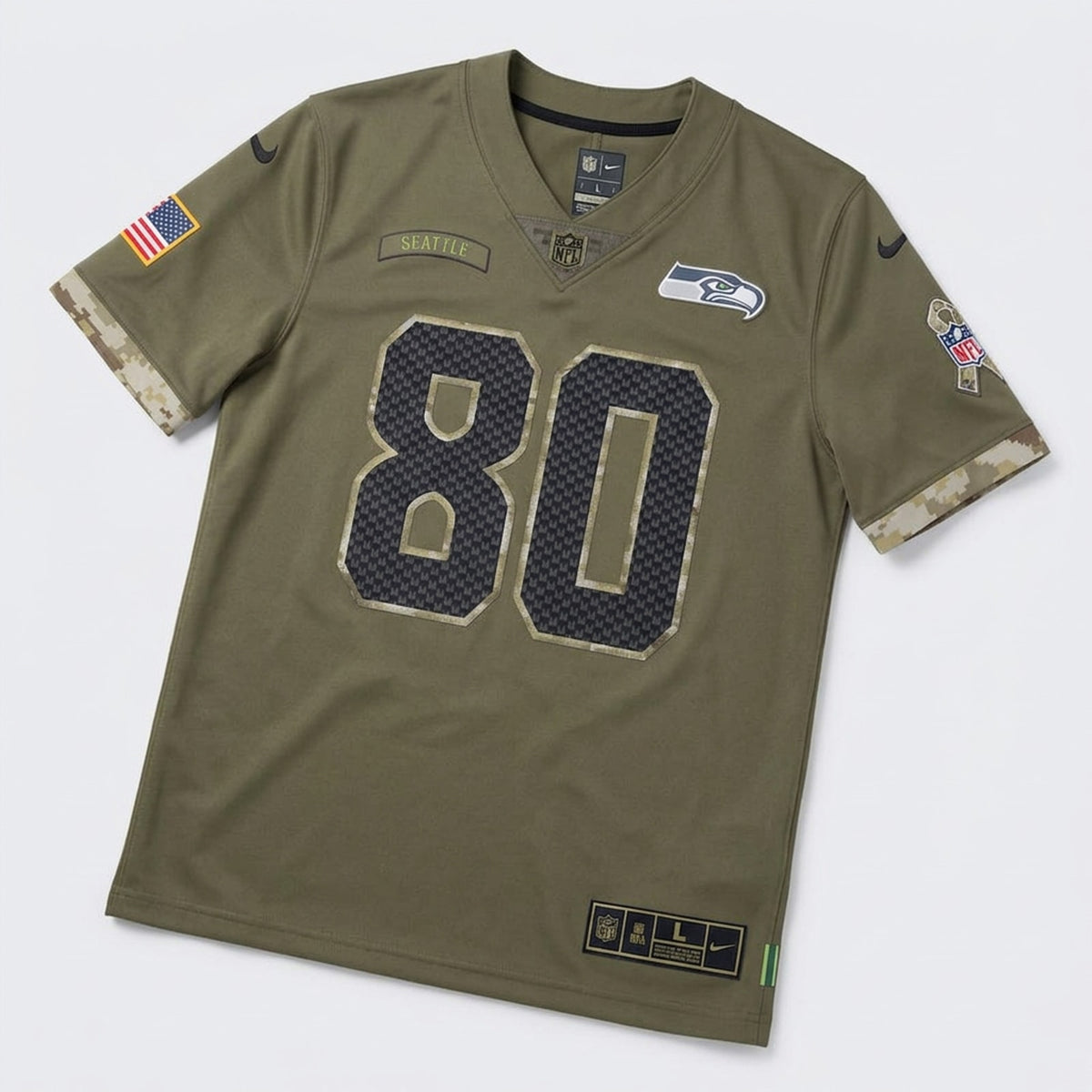 Largent 80 Seattle Football Jersey Olive - 3