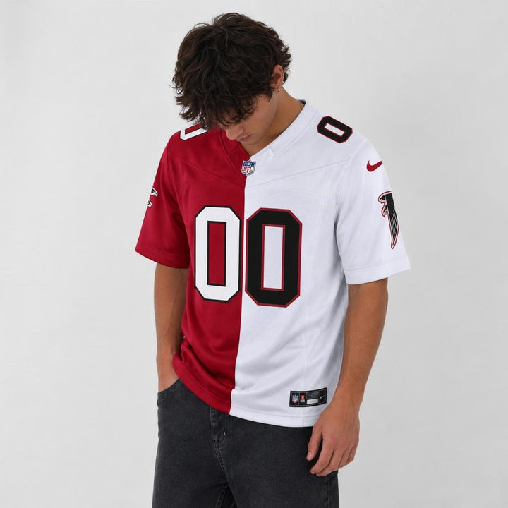 Red White Split Football Jersey - Custom Name and Number