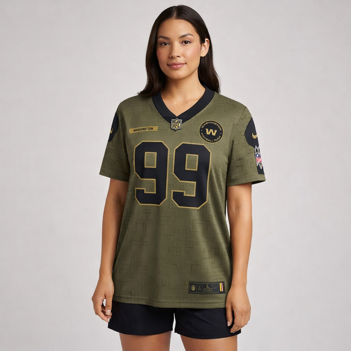 Young 99 Washington Olive Football Jersey - 5