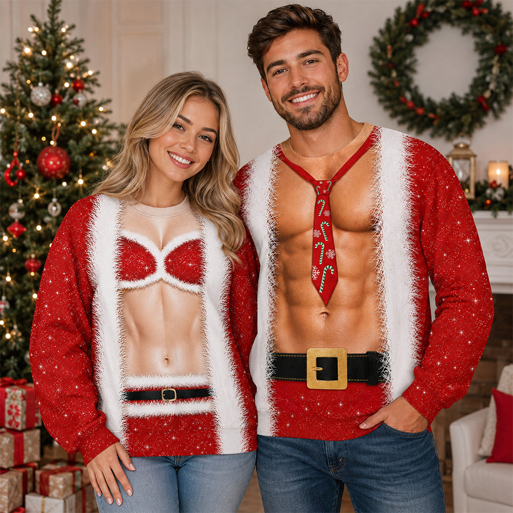 Funny Sexy Santa Christmas Ugly Sweater Couple Sweatshirt