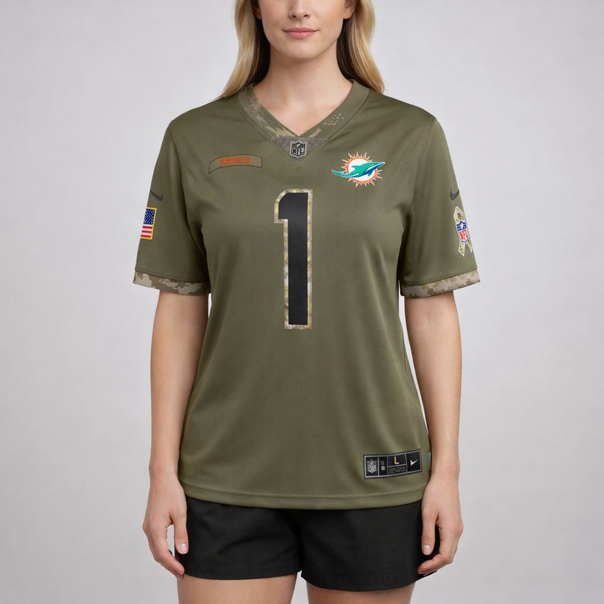 Tagovailoa 1 Miami Dolphins Olive Football Jersey - 5