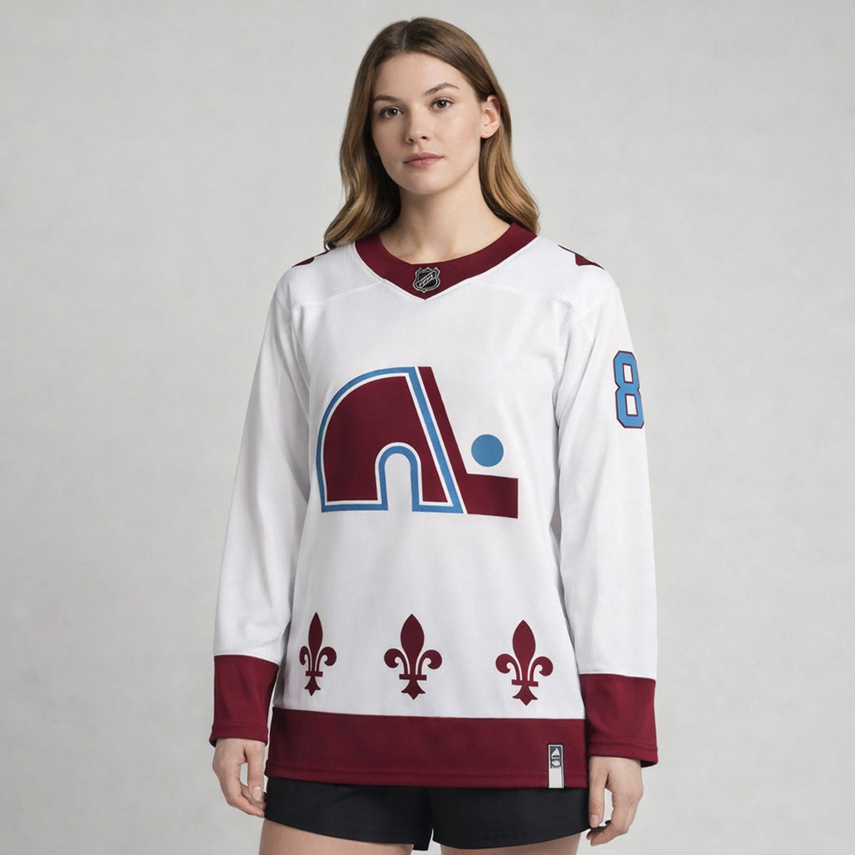 Makar 8 Avalanche Hockey Jersey White Burgundy - 5