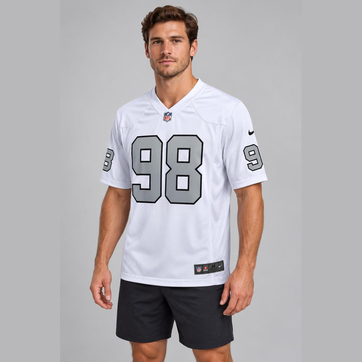 Crosby 98 Raiders White Football Jersey - 4