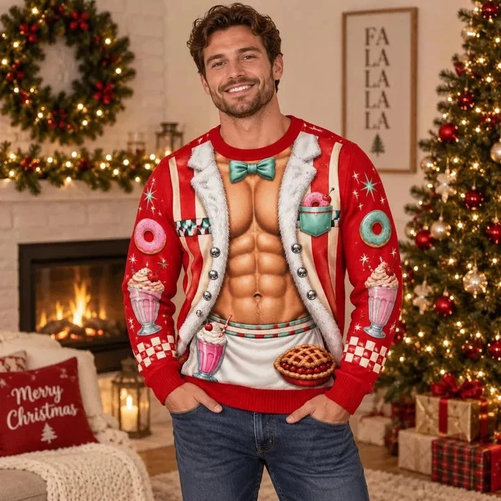 Funny Sexy Christmas Faux Body Ugly Sweater Couple Sweatshirt