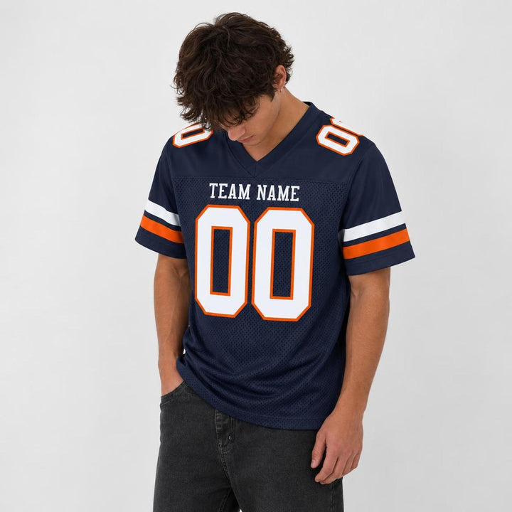 Midnight Navy Orange Football Jersey – Custom Name and Number
