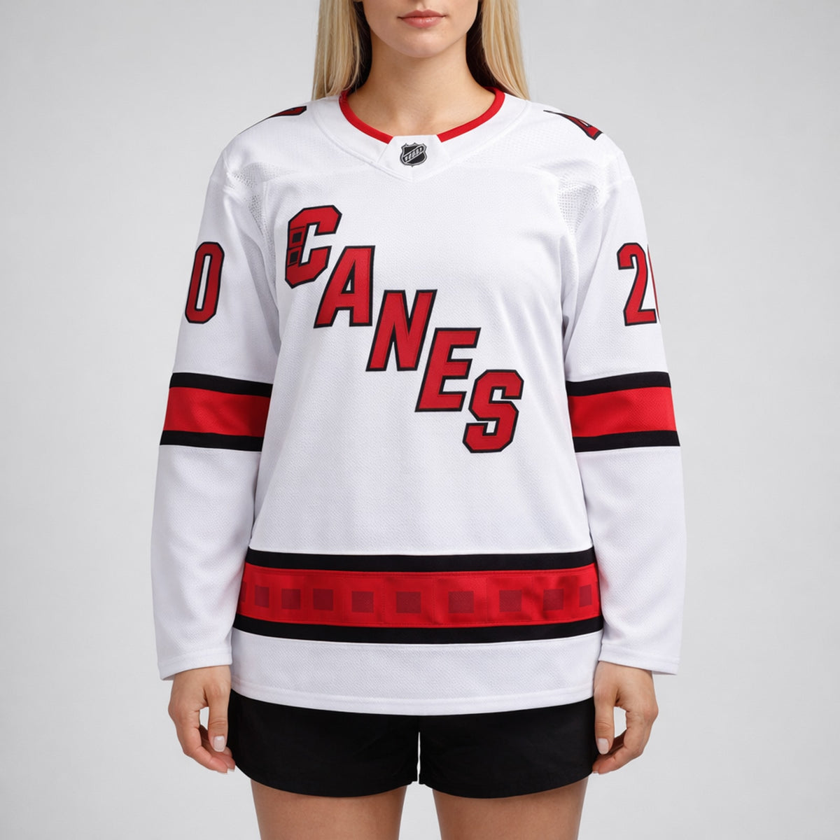 Aho 20 Canes Hockey Jersey White Red - 5