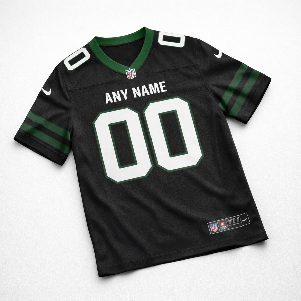 Black Green Football Jersey - Custom Name and Number - 3
