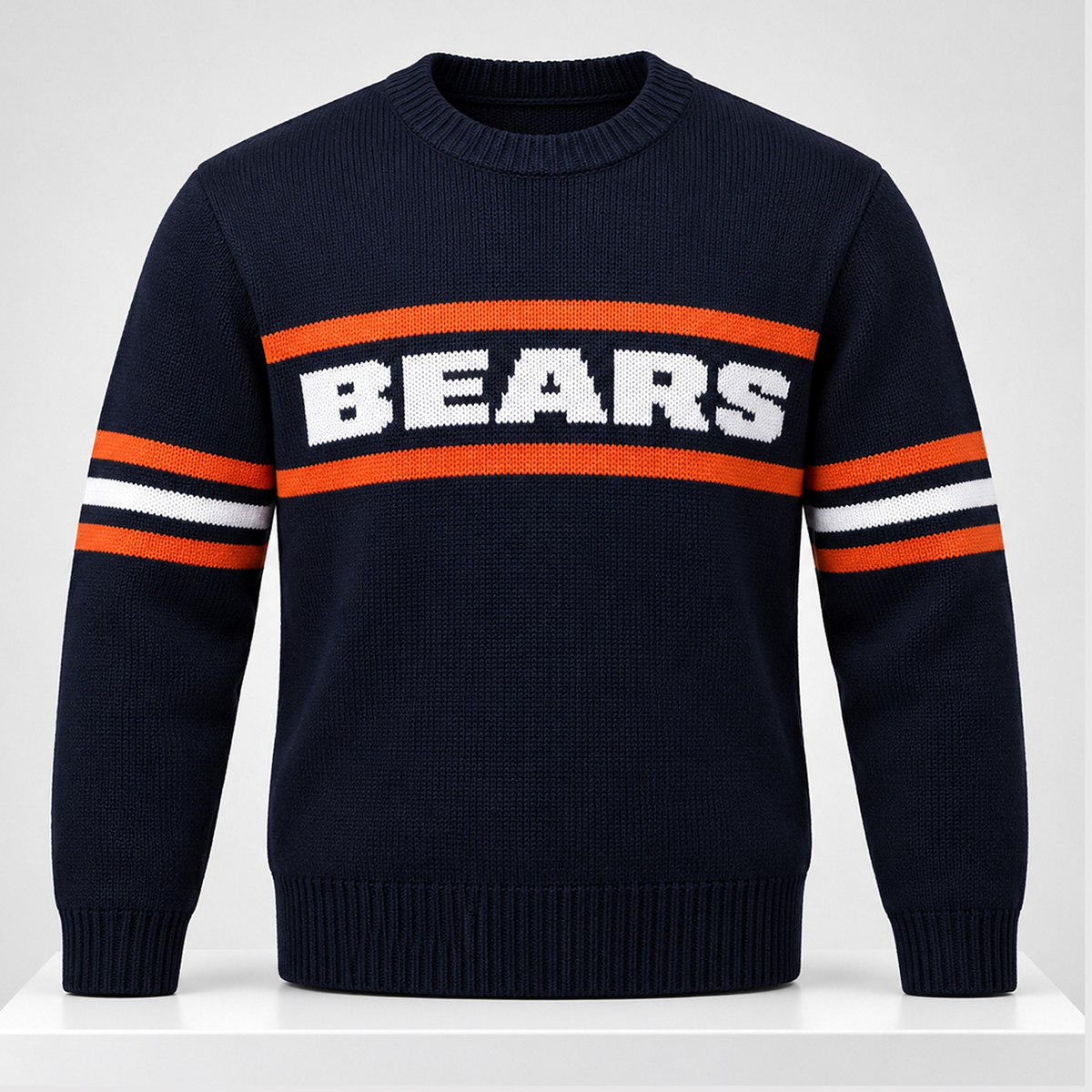 Chicago Bears Football Sweater Vintage Varsity Knit Crewneck Sweatshirt NFL Fan Gift