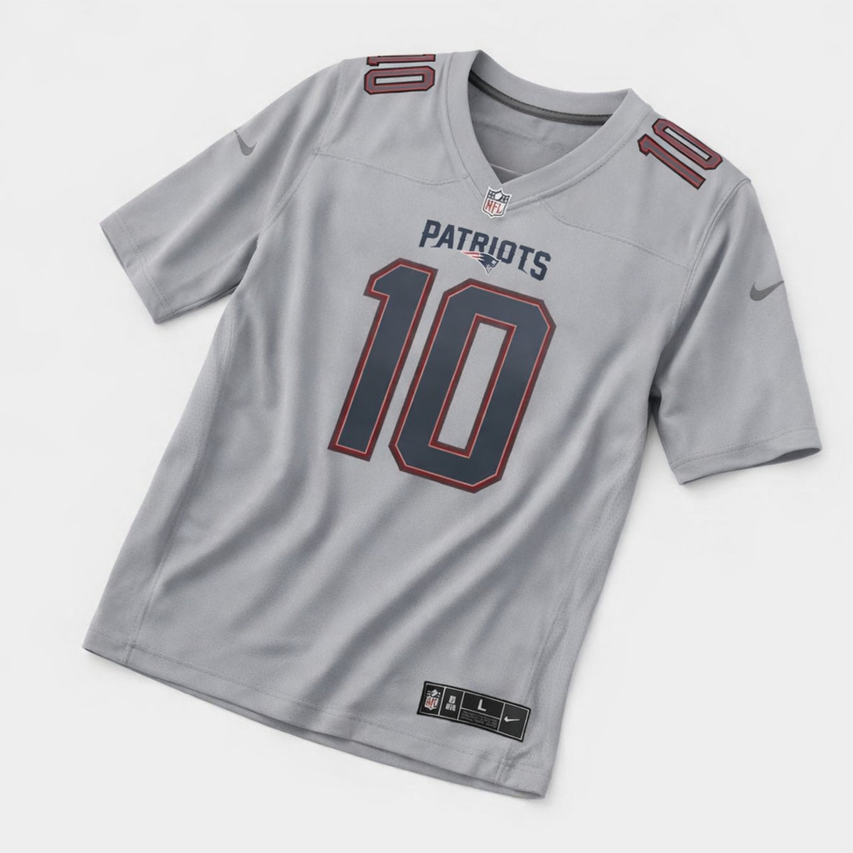 Jones 10 Patriots Gray Football Jersey - 3