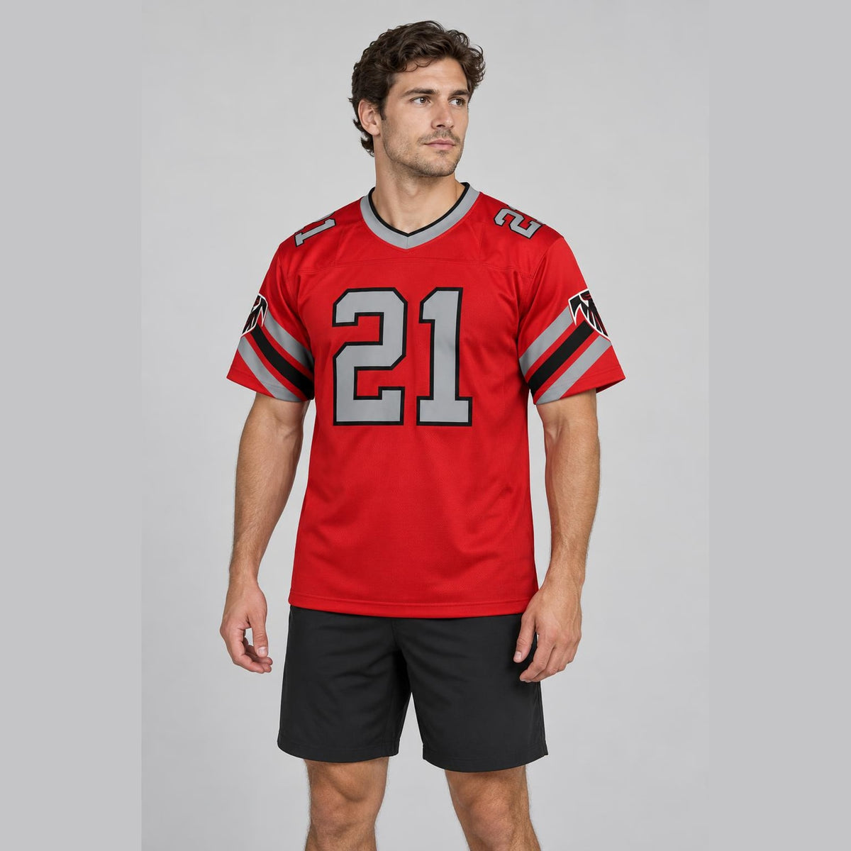 Sanders 21 Red Throwback Football Jersey - 3
