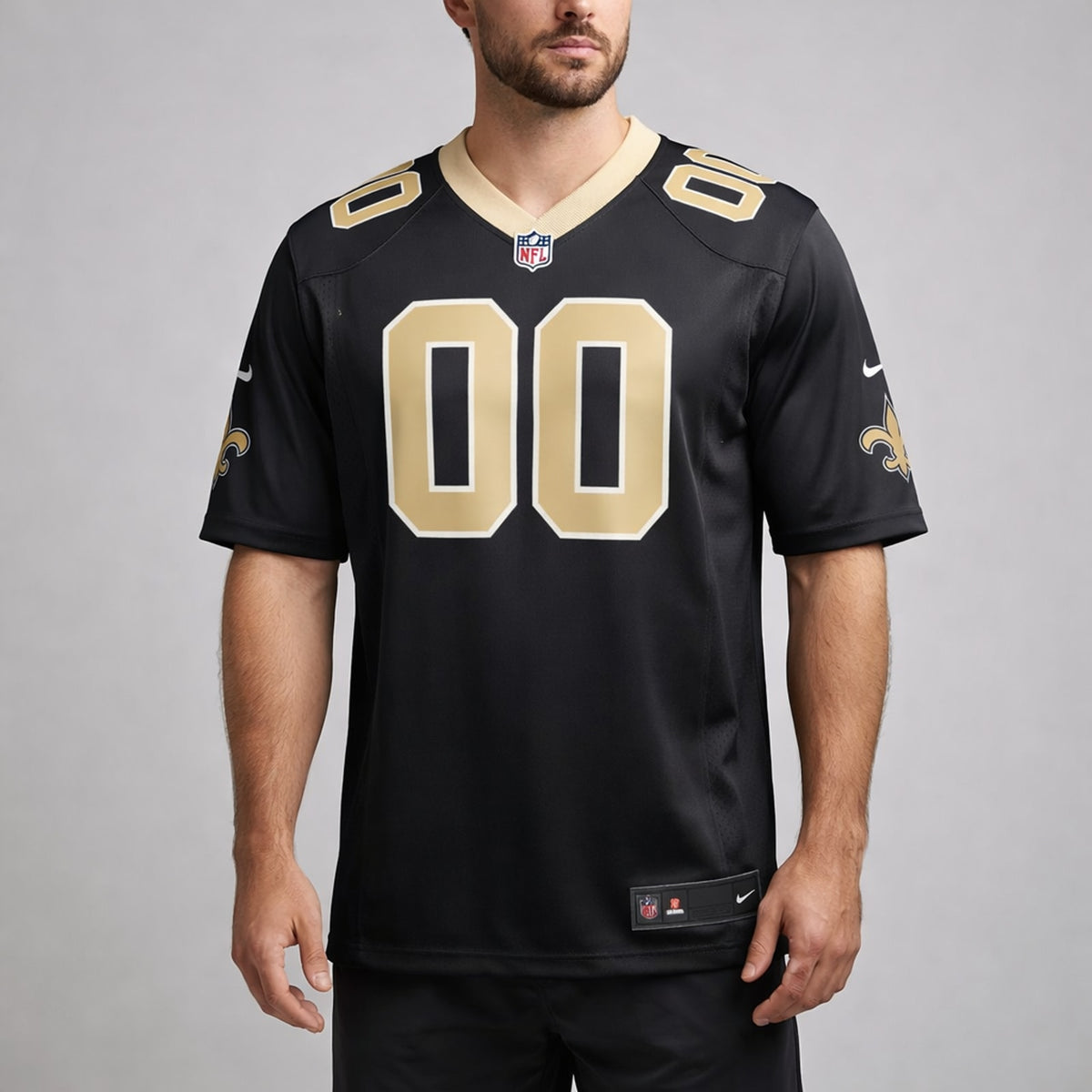New Orleans 00 Black Football Jersey - 4