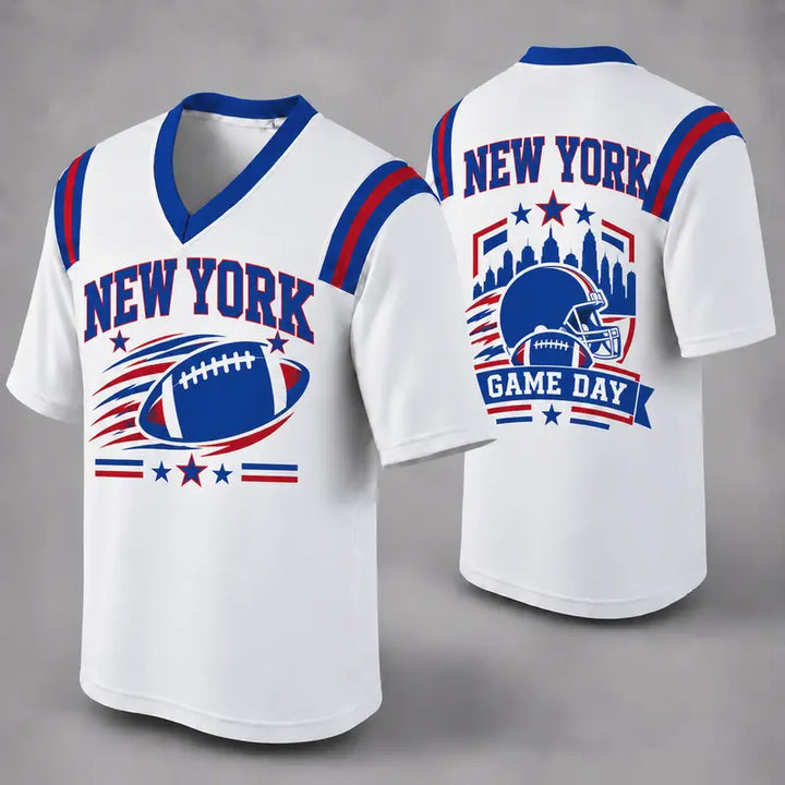 NYG White Football Jersey New York Game Day Graphic Shirt