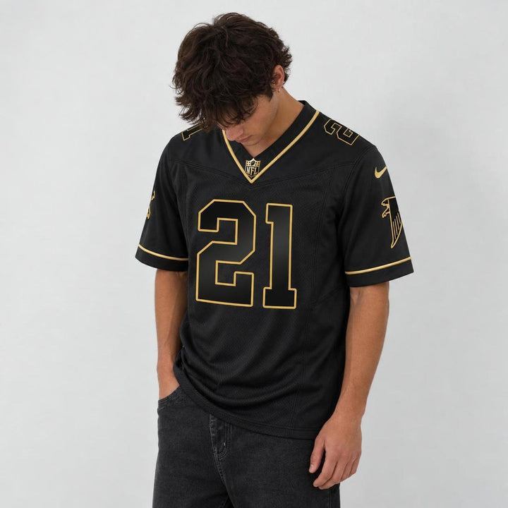 Sanders 21 Atlanta Black Gold Football Jersey