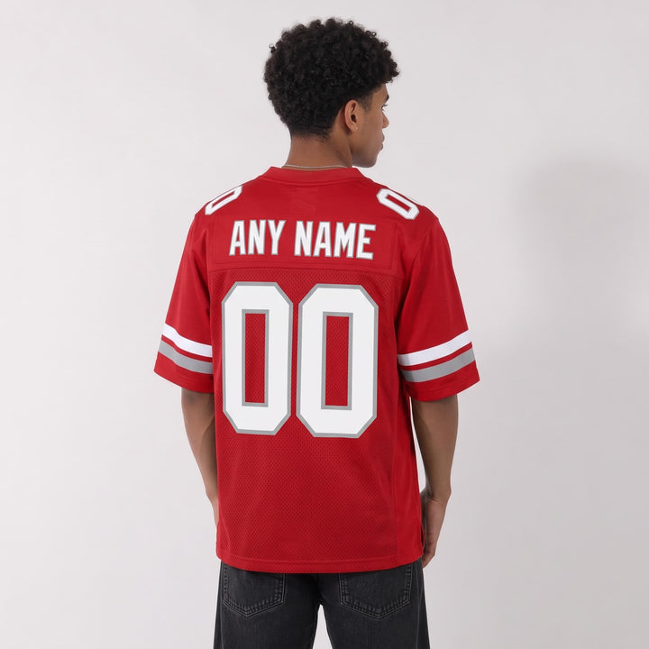 Red Silver Varsity Football Jersey – Custom Name and Number