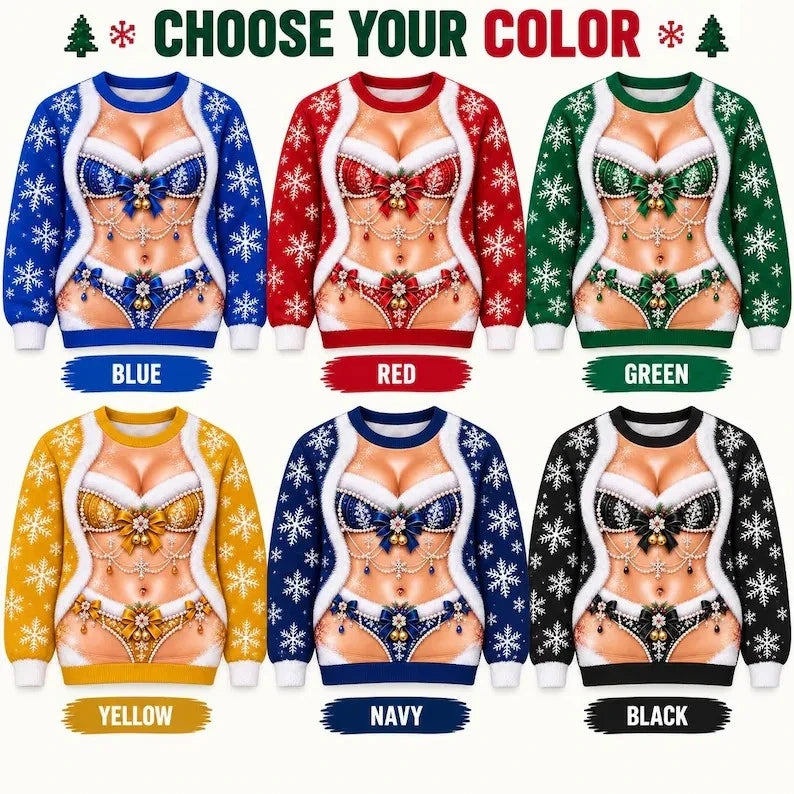 Funny Sexy Santa Lingerie Christmas Ugly Sweater Sweatshirt