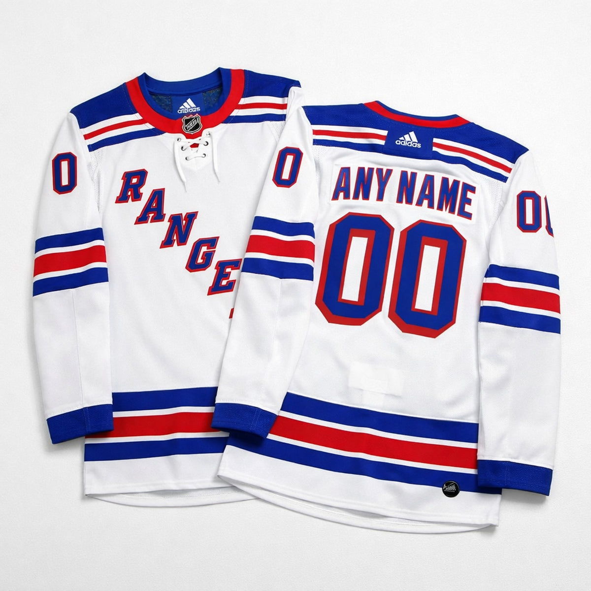 New York Rangers Custom Hockey Jersey White Blue Red - 3