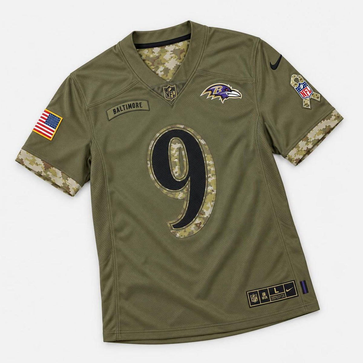 Tucker 9 Baltimore Olive Football Jersey - 5