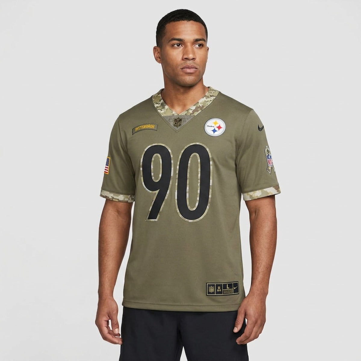 Watt 90 Pittsburgh Football Jersey Olive - 4