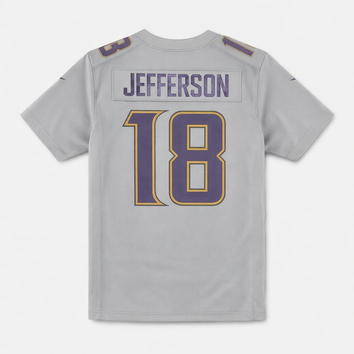 Jefferson 18 Vikings Football Jersey Gray