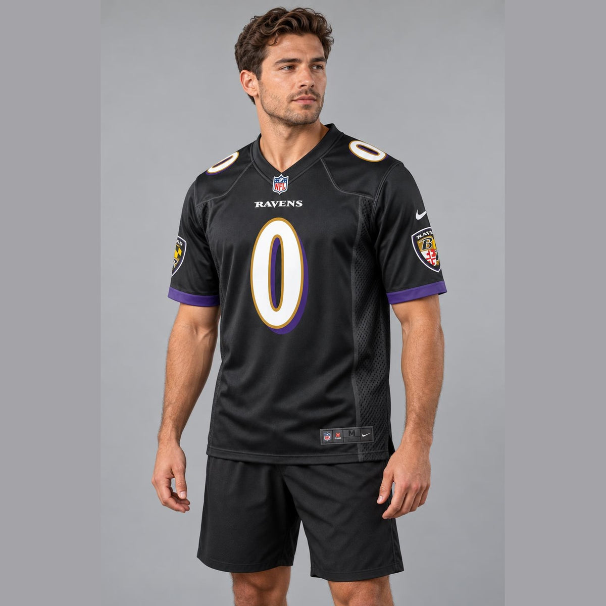 Smith 0 Baltimore Black Football Jersey - 3