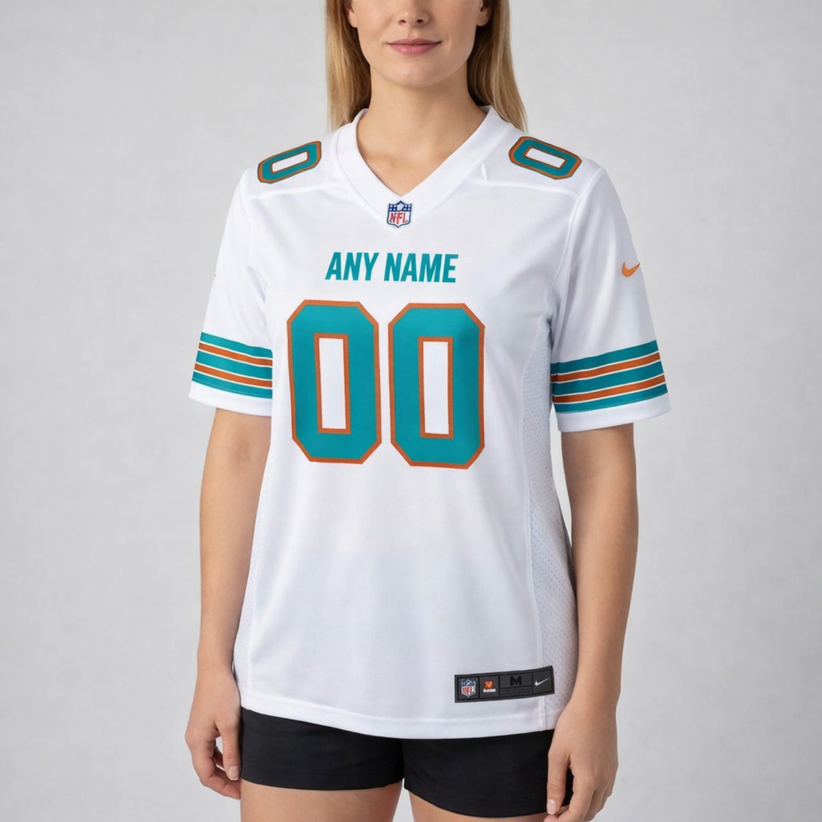 White Custom Miami Dolphins Football Jersey - 5