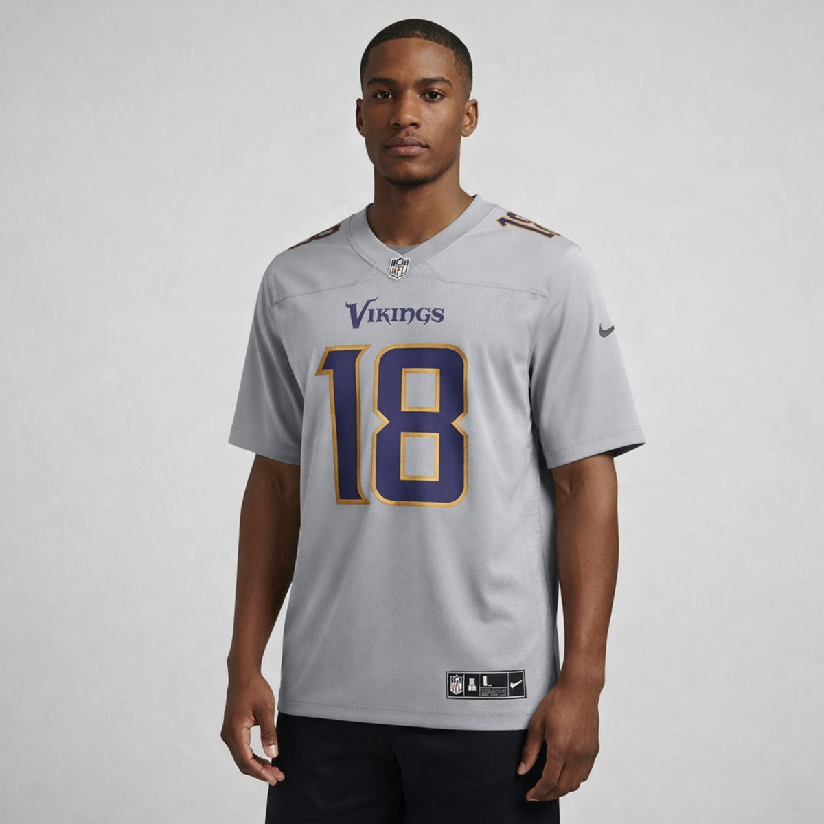 Jefferson 18 Vikings Football Jersey Gray - 4