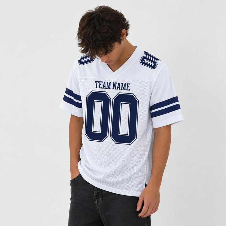 White Navy Gridiron Football Jersey – Custom Name and Number