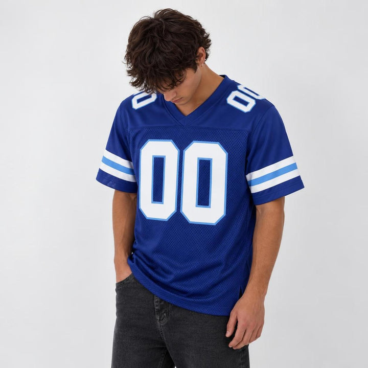 Royal Blue Ice Stripe Football Jersey – Custom Name and Number