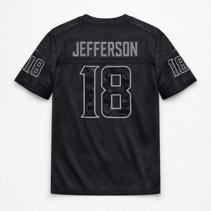 Jefferson 18 Vikings Black Football Jersey