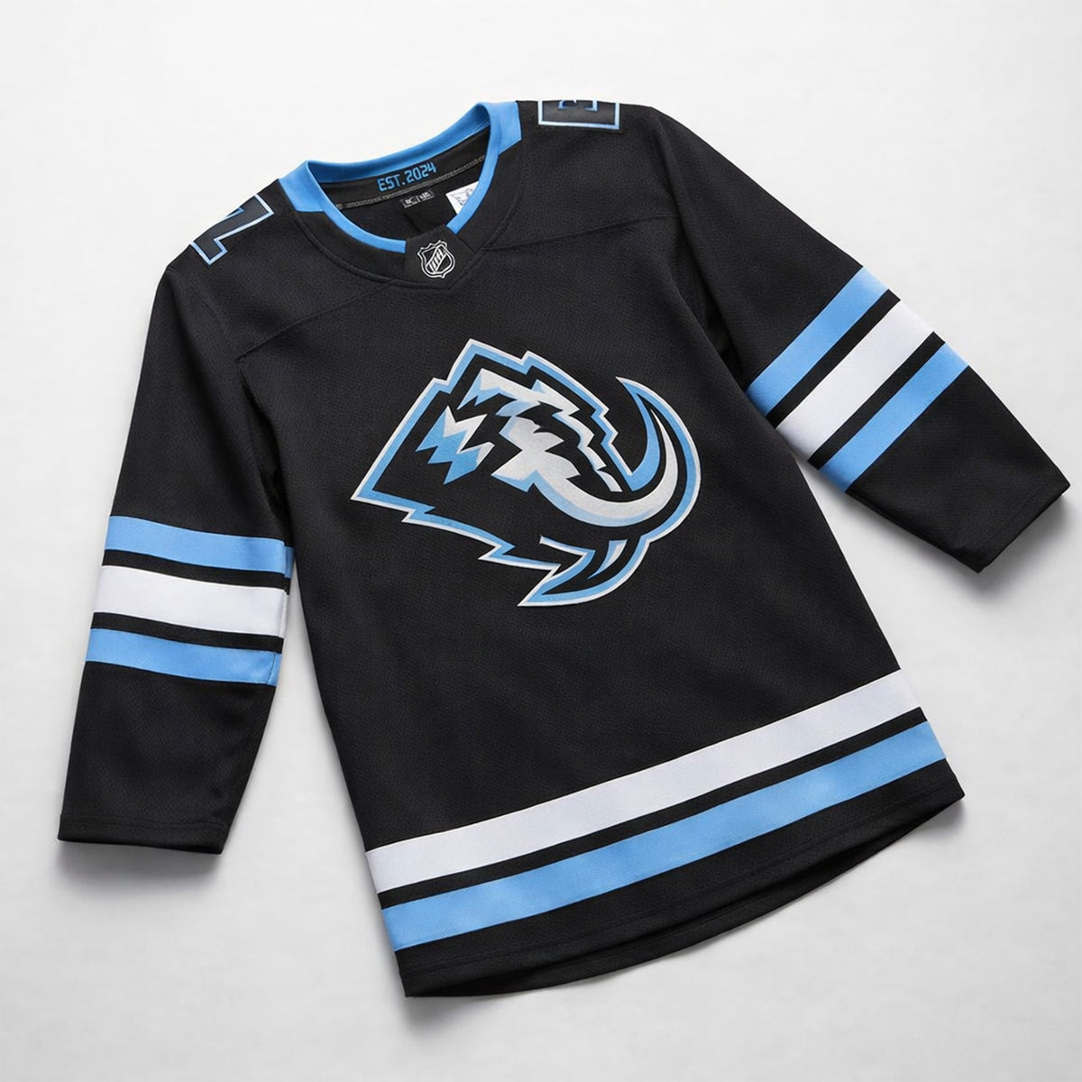 Utah Mammoth Hockey Jersey Black Blue White - 3