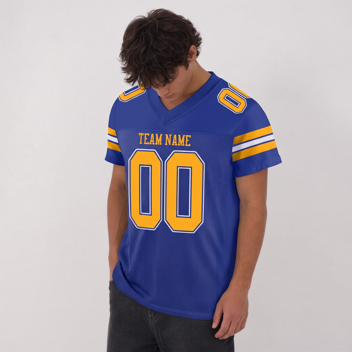 Royal Blue Gold Game Day Football Jersey – Custom Name and Number