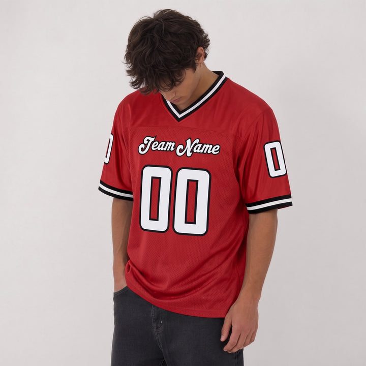 Red Black Trim Football Jersey – Custom Name and Number