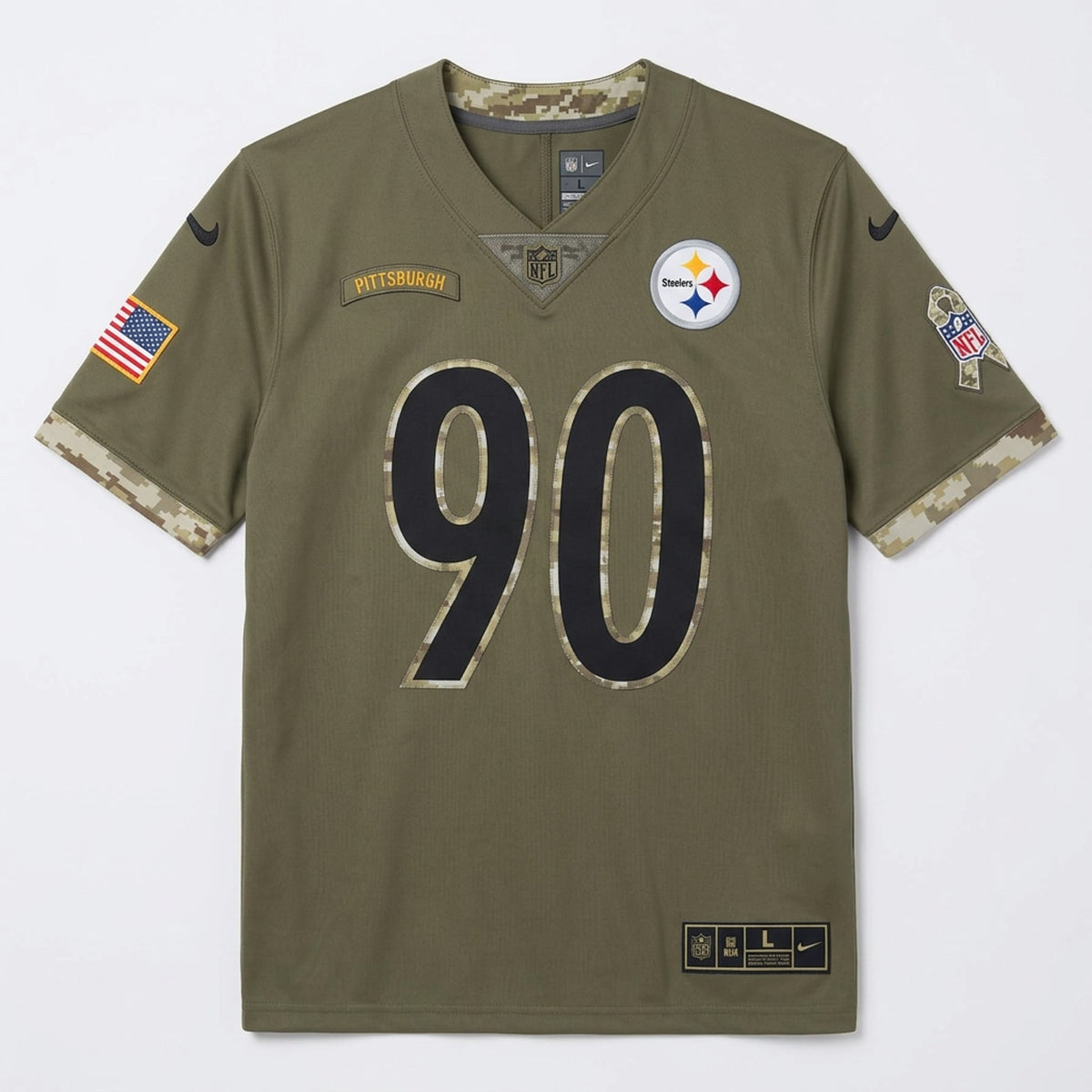 Watt 90 Pittsburgh Football Jersey Olive - 1
