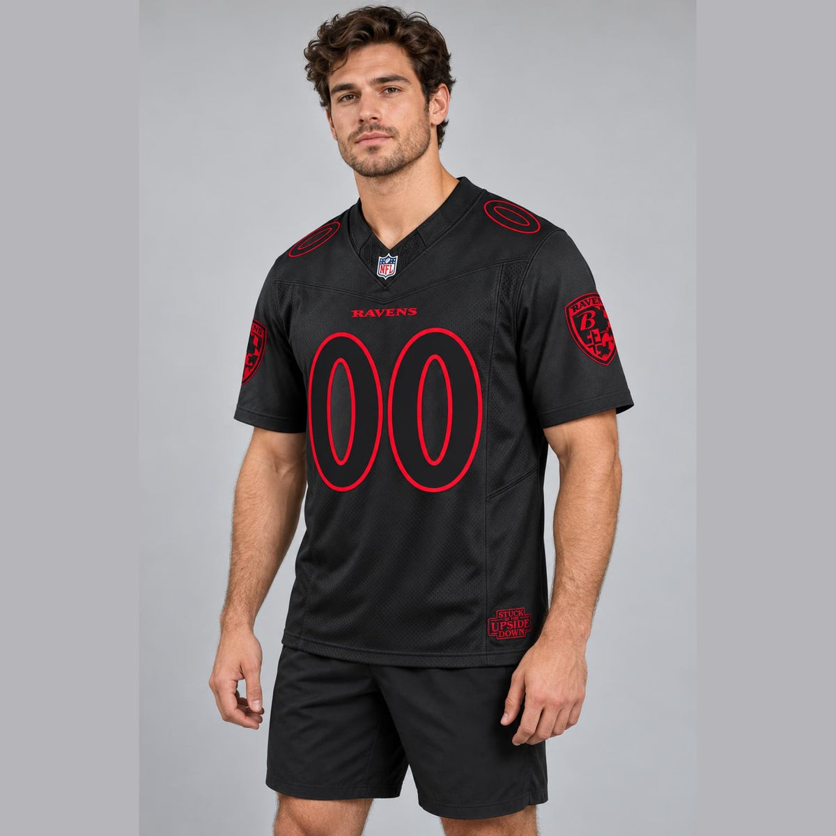 Black Red Shadow Football Jersey - Custom Name and Number - 3