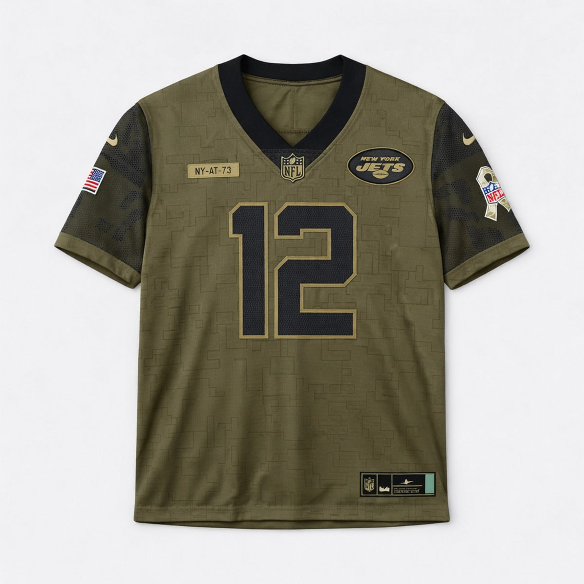 Namath 12 New York Football Jersey Olive - 1