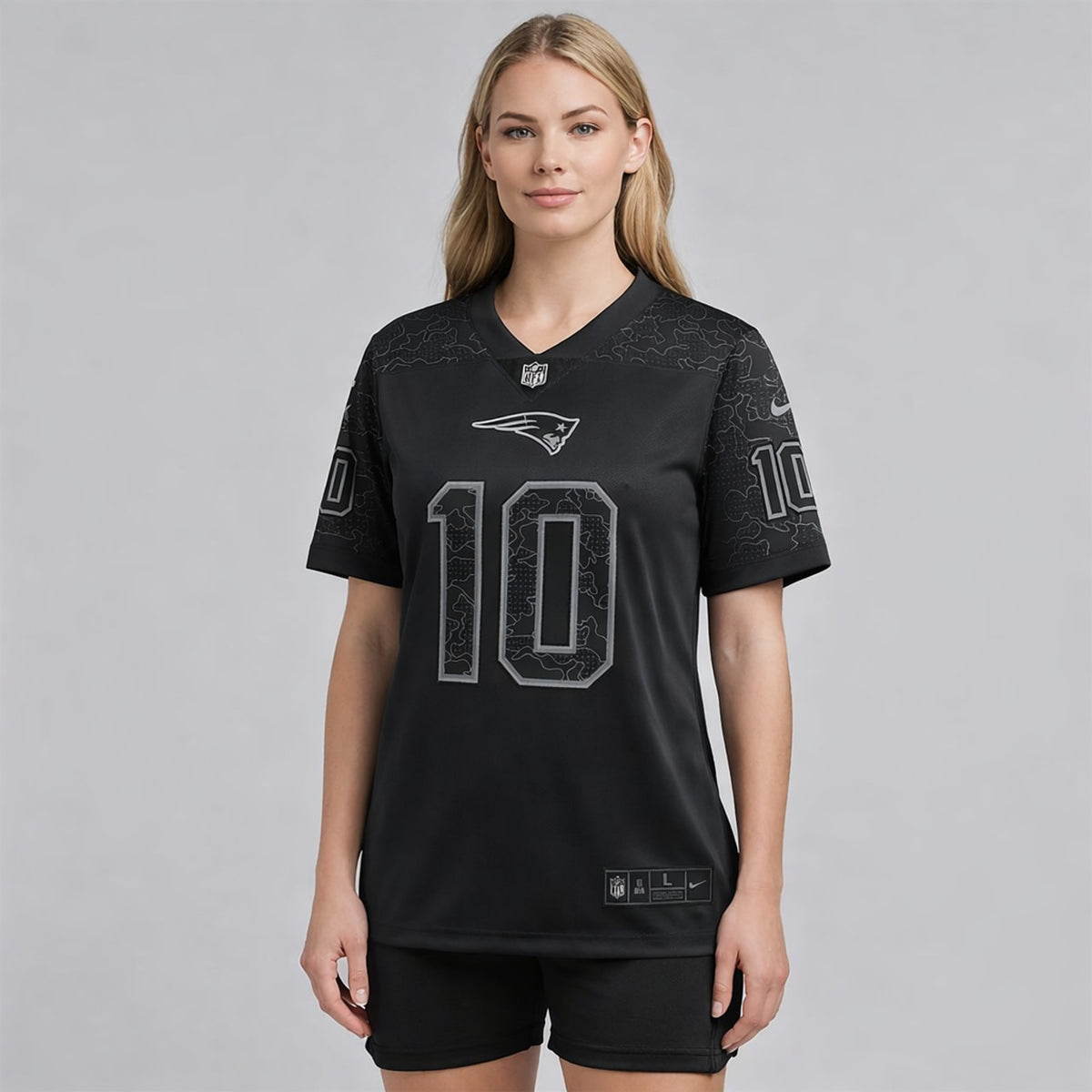 Jones 10 Patriots Black Football Jersey - 5