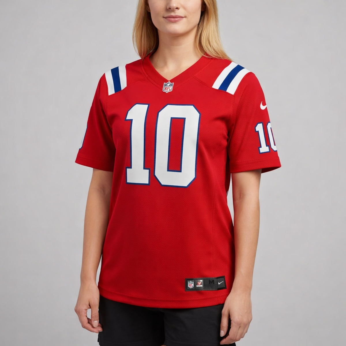 Jones 10 Patriots Red Alternate Football Jersey - 5