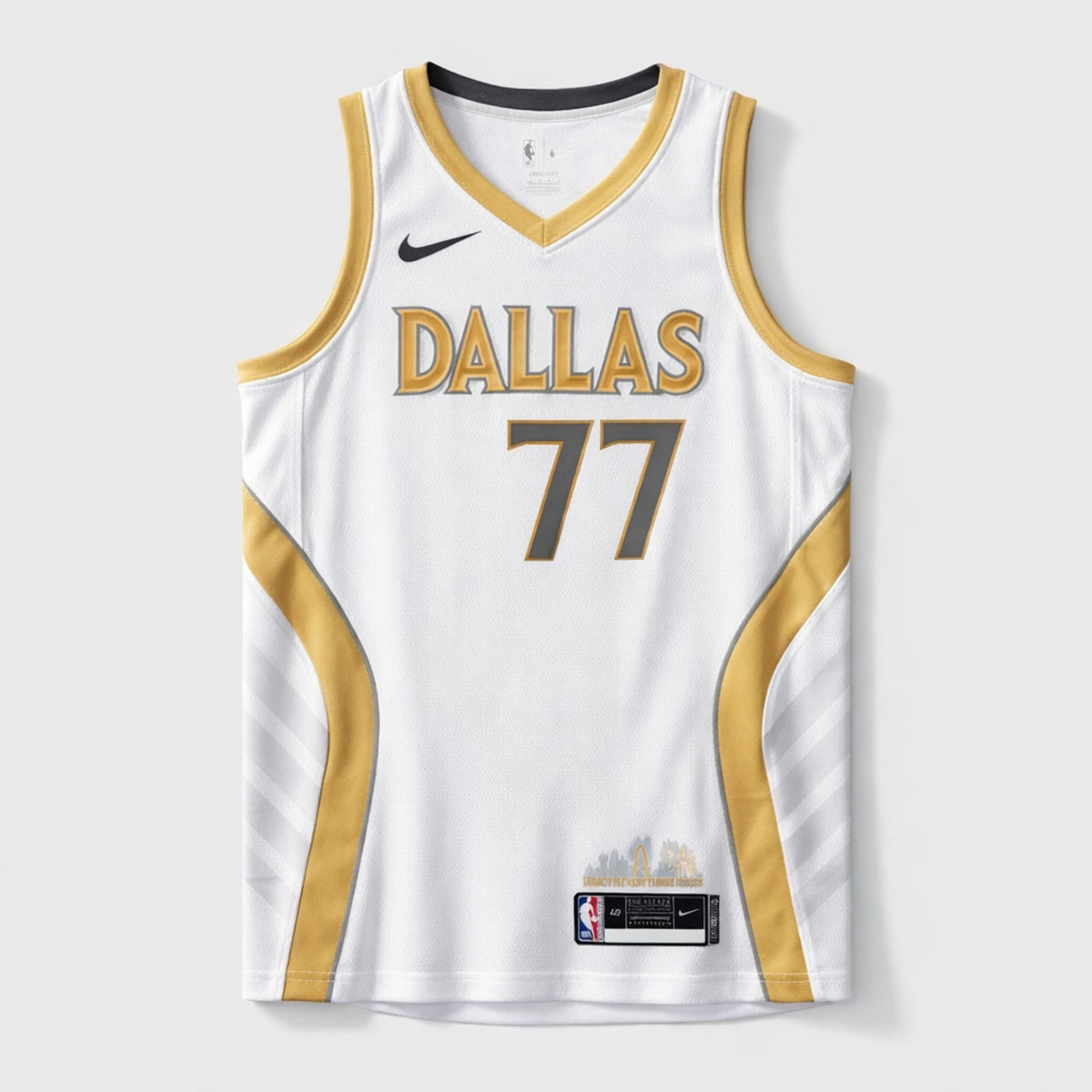 Doncic 77 Dallas White Gold Basketball Jersey - 1