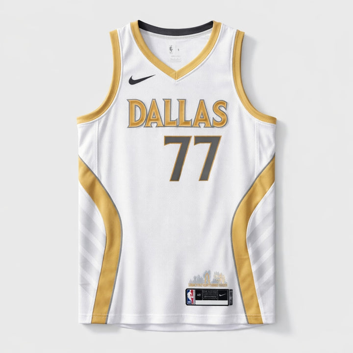 Doncic 77 Dallas White Gold Basketball Jersey