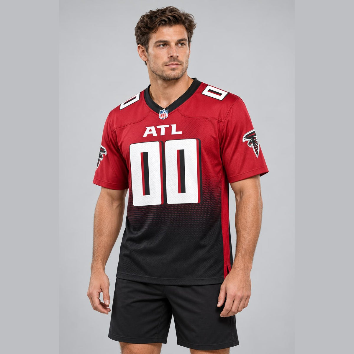 Atl Red Black Football Jersey - Custom Name and Number - 7