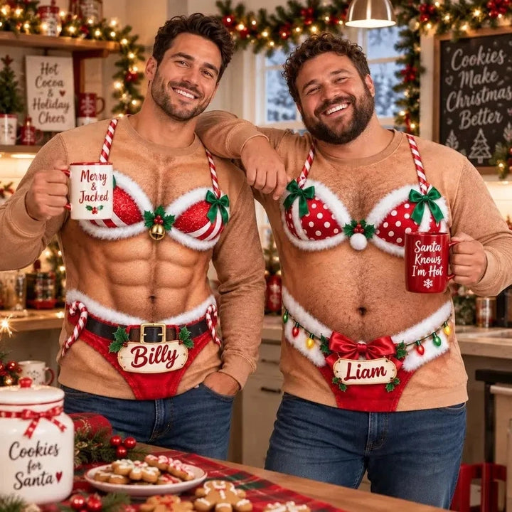Funny Sexy Santa Bikini Christmas Ugly Sweater Personalized Name Sweatshirt